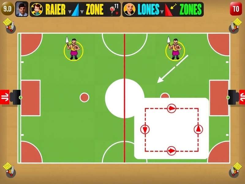 Kabaddi court diagram showing positions and zones