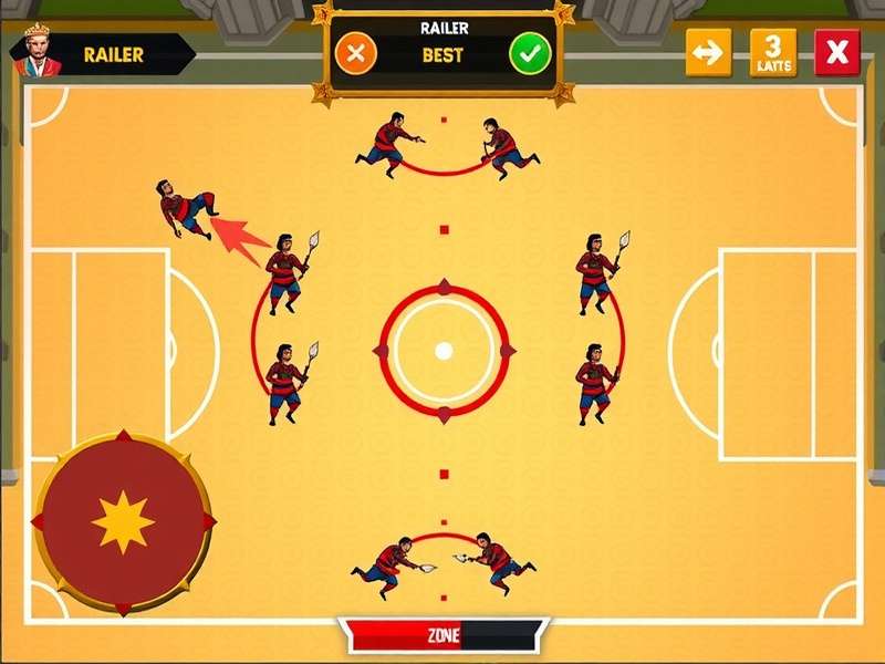Kabaddi Kings gameplay screenshot showing raider and defenders